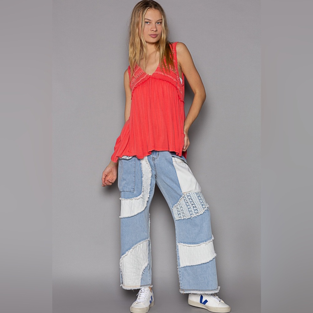 POL Coral Boho Lace Sleeveless Top - Picture 4 of 5